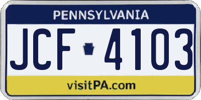 PA license plate JCF4103