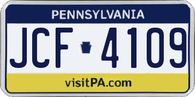 PA license plate JCF4109