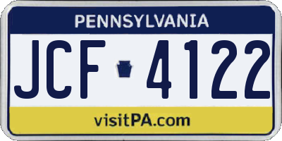 PA license plate JCF4122
