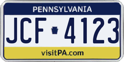 PA license plate JCF4123