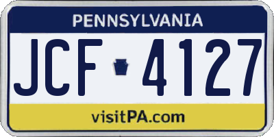 PA license plate JCF4127