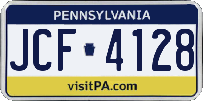 PA license plate JCF4128