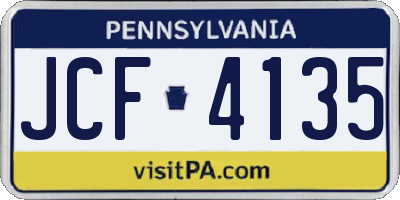 PA license plate JCF4135