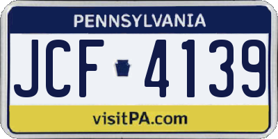 PA license plate JCF4139