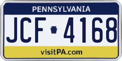 PA license plate JCF4168