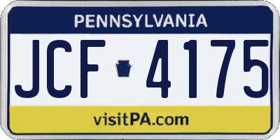 PA license plate JCF4175