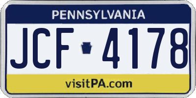 PA license plate JCF4178