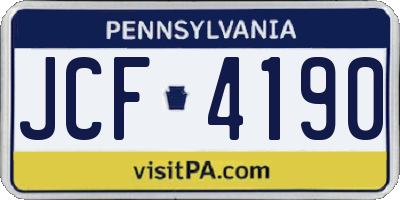 PA license plate JCF4190