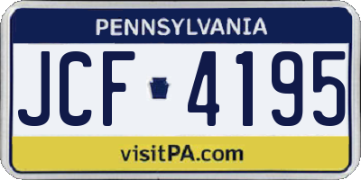 PA license plate JCF4195