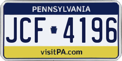 PA license plate JCF4196