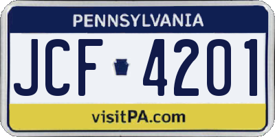 PA license plate JCF4201
