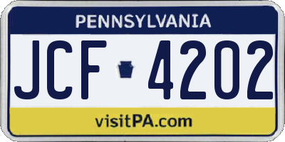 PA license plate JCF4202