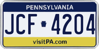 PA license plate JCF4204