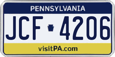 PA license plate JCF4206