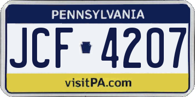 PA license plate JCF4207
