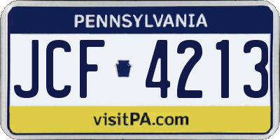 PA license plate JCF4213