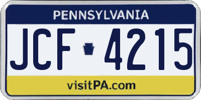 PA license plate JCF4215