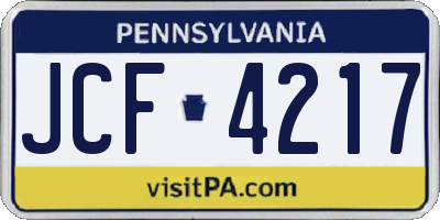 PA license plate JCF4217