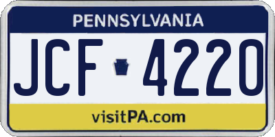 PA license plate JCF4220