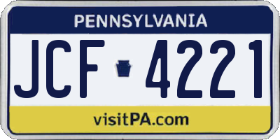 PA license plate JCF4221