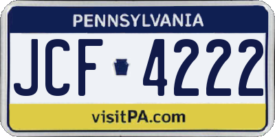 PA license plate JCF4222