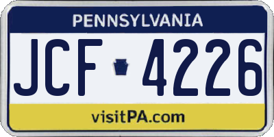 PA license plate JCF4226