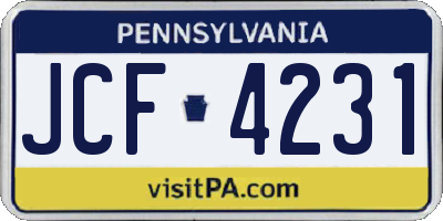 PA license plate JCF4231