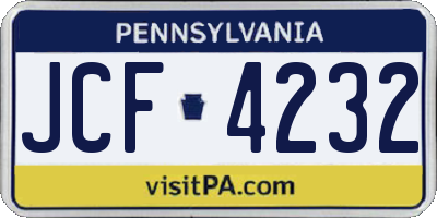 PA license plate JCF4232