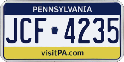 PA license plate JCF4235