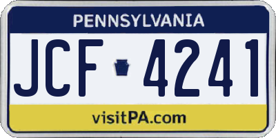PA license plate JCF4241