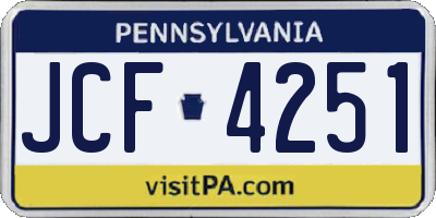 PA license plate JCF4251
