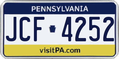 PA license plate JCF4252