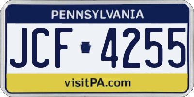 PA license plate JCF4255