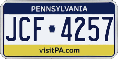 PA license plate JCF4257
