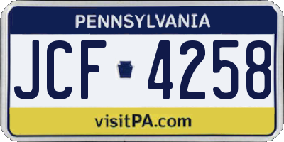 PA license plate JCF4258
