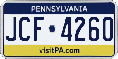 PA license plate JCF4260