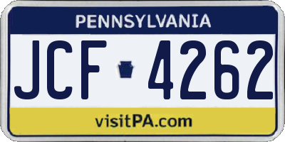 PA license plate JCF4262