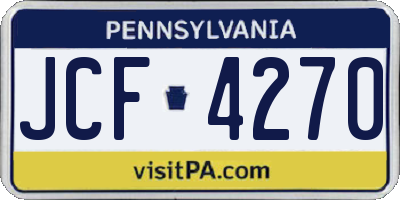PA license plate JCF4270