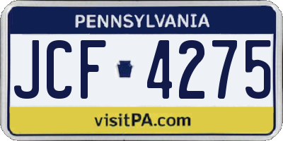PA license plate JCF4275