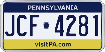 PA license plate JCF4281