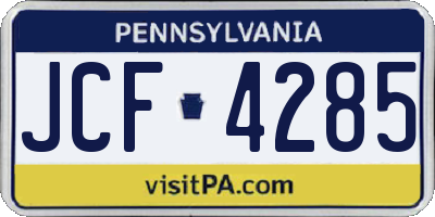 PA license plate JCF4285