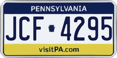 PA license plate JCF4295
