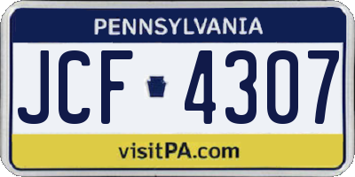 PA license plate JCF4307