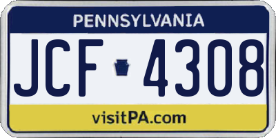 PA license plate JCF4308