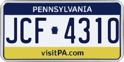 PA license plate JCF4310