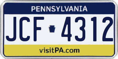 PA license plate JCF4312
