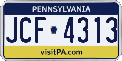PA license plate JCF4313