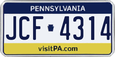 PA license plate JCF4314