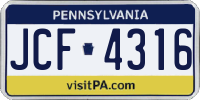 PA license plate JCF4316