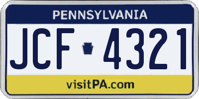 PA license plate JCF4321